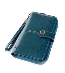 leather purse in studio