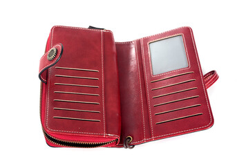 leather purse in studio