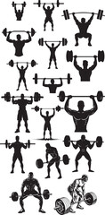 Vector Sheet of Gym Workout Silhouettes vector set – Male  Fitness Poses in Black, Isolated for Adobe Illustrator