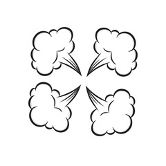 Comic Style Speed and Bad Smell Smoke Cloud Set – Isolated Vector Elements on White Background