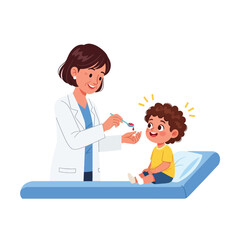 Healthcare for the Young: A compassionate doctor tends to a smiling young child, offering a dose of medicine, symbolizing care, treatment, and well-being
