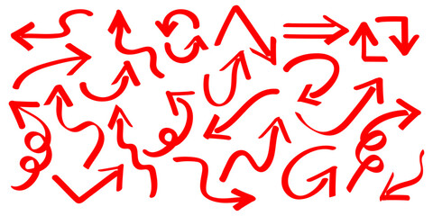 マーカーで書いた赤い矢印のアイコンセット
