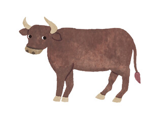 牛　和牛　黒毛和牛　うし　ビーフ　茶色い牛　イラスト