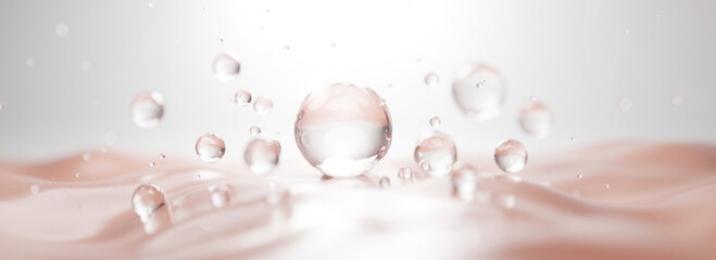 Clean panoramic background with abstract molecule grid and soft lighting. Ideal for skincare, cosmetic branding, biotech visuals, and medical or wellness presentations.