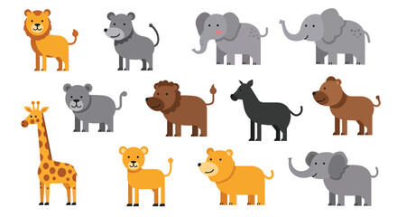 Cartoon Animal Collection – Colorful and Cute Wildlife Illustrations for Kids and Educational Designs