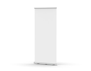 Retractable banner mockup, standee roll up banner mock up template on isolated white background, 3d illustration