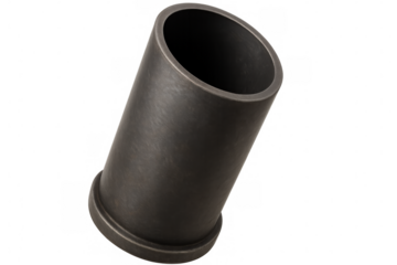 Sleek metallic cylinder tilting against transparent background, highlighting minimalist design with sharp industrial aesthetic