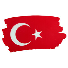 Obraz premium A stylized Turkish flag, painted with a rough, expressive brushstroke effect.