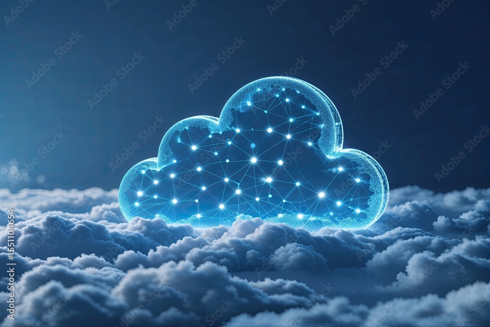 Poster cloud computing trends abstract network graphics in modern blue design
