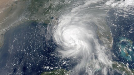 Cyclone. A satellite view of hurricane. Weather. Storm over the continent