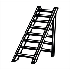A simple black and white illustration of a stepladder, perfect for representing construction, repair, or any project needing height access, isolated on white background