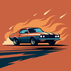 Classic Muscle Car Burning Rubber
