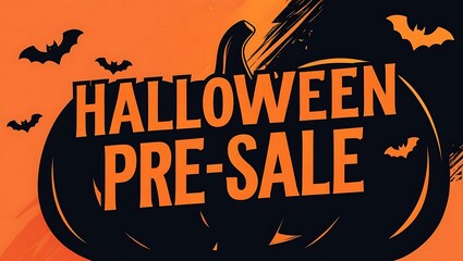 Pre-Halloween Sale Banner with Pumpkins and Bats