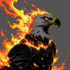 image of eagle head on fire