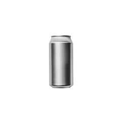 Blank silver aluminum beverage can isolated on a white background