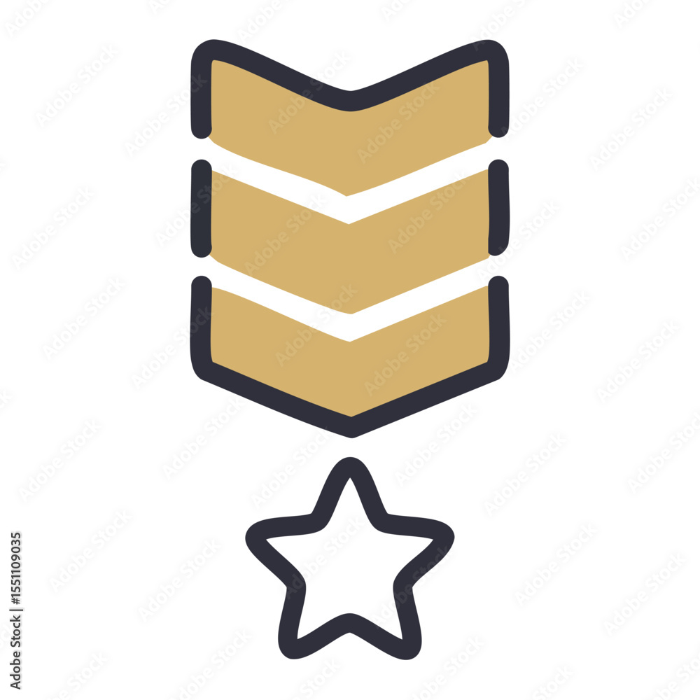 Poster minimalist rank badge icon for army rank and hierarchical order