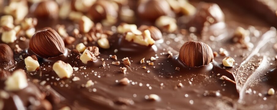 Close-up of a chocolate treat with hazelnuts - Powered by Adobe