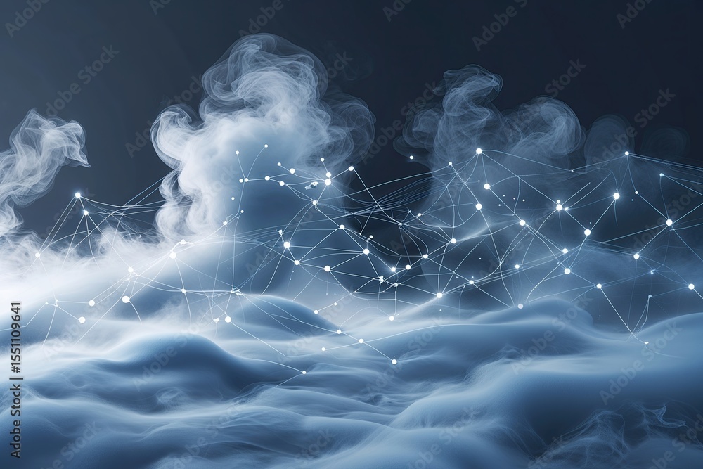 Poster innovative interactive high-tech abstract mist network flow design illustration