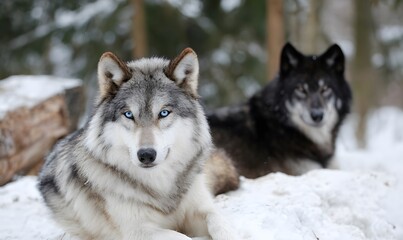 Obraz premium wolf in winter, Generative AI