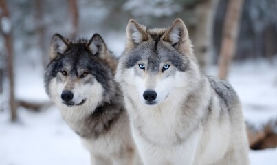 Obraz premium wolf in winter, Generative AI