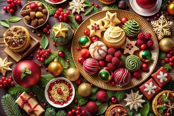 Fototapeta premium Delight in festive food photography showcasing mouthwatering Christmas recipes and treats.