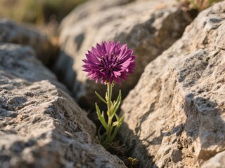 purple flowers on the rocks