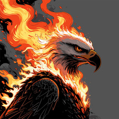 image of eagle head on fire
