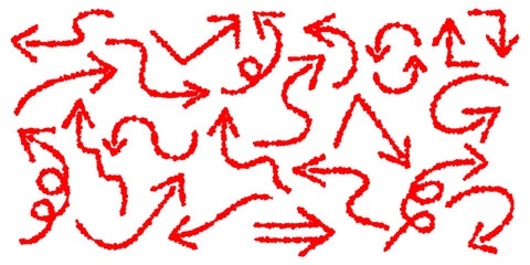 クレヨンタッチの赤い矢印アイコンセット