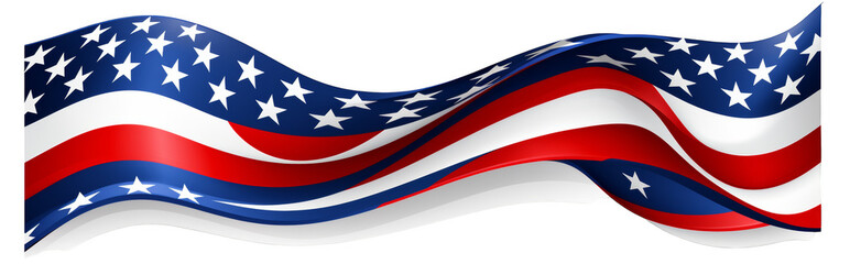 USA Wavy Flag Banner &ndash; Patriotic Red White Blue Ribbon Design