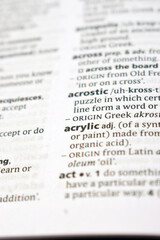English Definition Dictionary Of Printed Word -  Acrylic Close Up