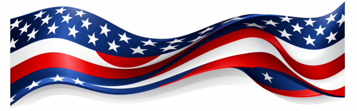 USA Wavy Flag Banner – Patriotic Red White Blue Ribbon Design