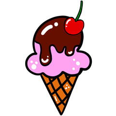 딸기 초코시럽 아이스크림