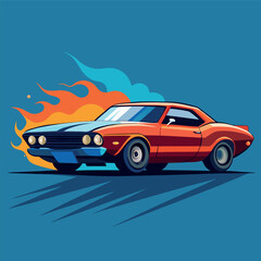 Naklejka premium Classic Muscle Car Burning Rubber