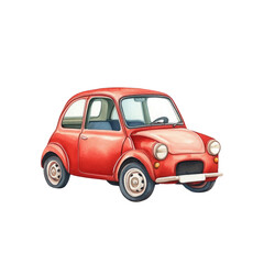 Obraz premium Whimsical watercolor red car with transparent background artistic transport illustration creative concept