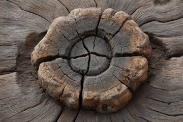 Wood log crosssection with radial cracks aged texture and detailed rings
