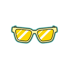 Fototapeta premium Yellow sunglasses with a bold design on a white background, Eyewear & Headwear 
