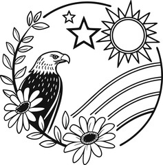 Love bird vector illustration with floral decoration on a spring tree branch