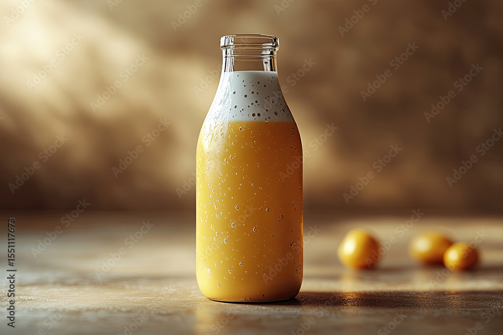 Fototapete photorealistic cgi rendering of milk bottle in studio setting