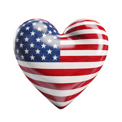 Heart-shaped design featuring the American flag with stars and stripes on a white background