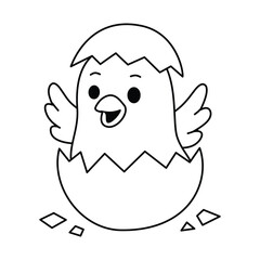 Cute Hatched Chick Outline for Coloring Page