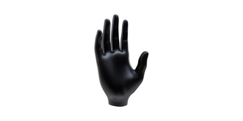 Fototapeta premium Black mannequin hand raised with fingers spread isolated on transparent background