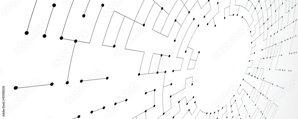 Aufkleber Abstract circuit technology concept connected lines and dots background