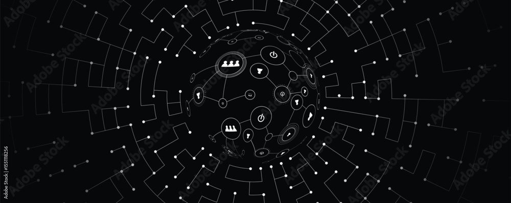 Poster Abstract circuit technology concept connected lines and dots background
