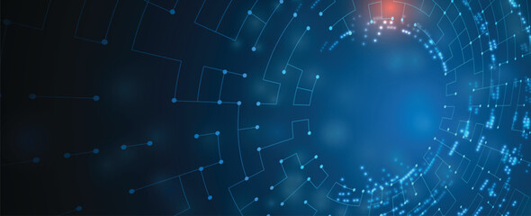 Abstract circuit technology concept connected lines and dots background