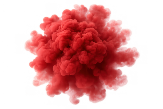 Red smoke swirling, forming dynamic abstract shape against transparent backdrop, enhancing design with dramatic visual impact