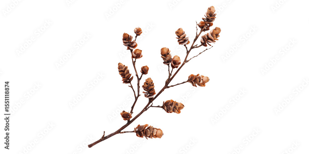 Poster branch with pine cones. nature and botanical elements for decoration isolated on transparent backgro
