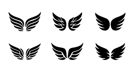 Stylized Angel Wings in Black Silhouette
