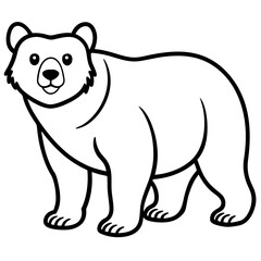 White Line Art Spectacled Bear Vector