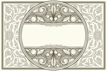 Decorative ornate retro floral blank frame template