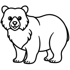 White Line Art Spectacled Bear Vector
